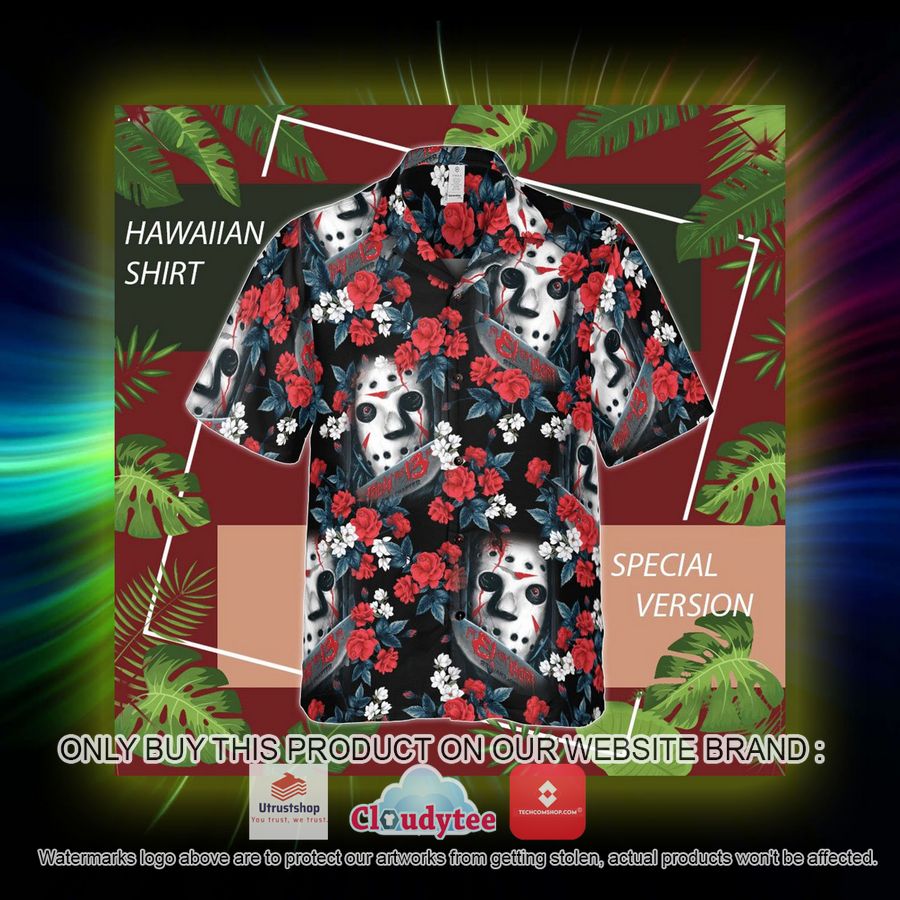 friday the 13th jason voorhees flowers hawaiian shirt 4 85742