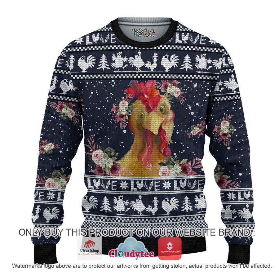 funny chicken flowers christmas all over printed shirt hoodie 1 41447