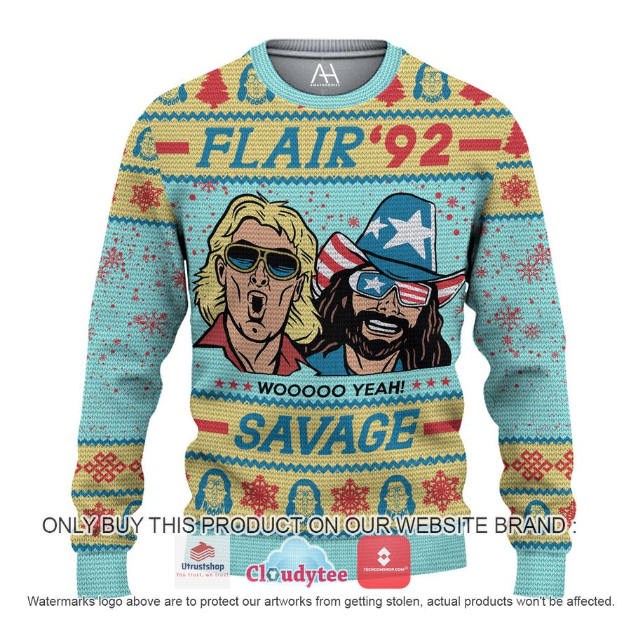 funny ric flair 92 savage woo christmas all over printed shirt hoodie 1 52639