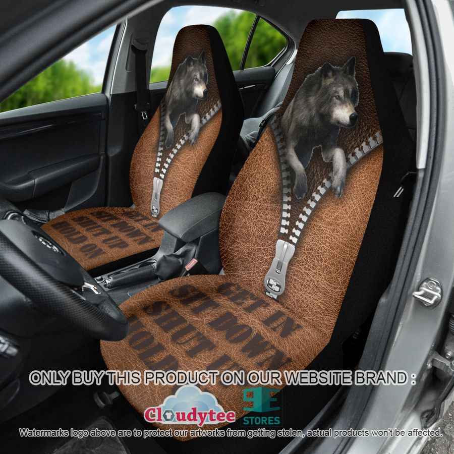 get in sit down shut up wolf car seat covers 1 29409