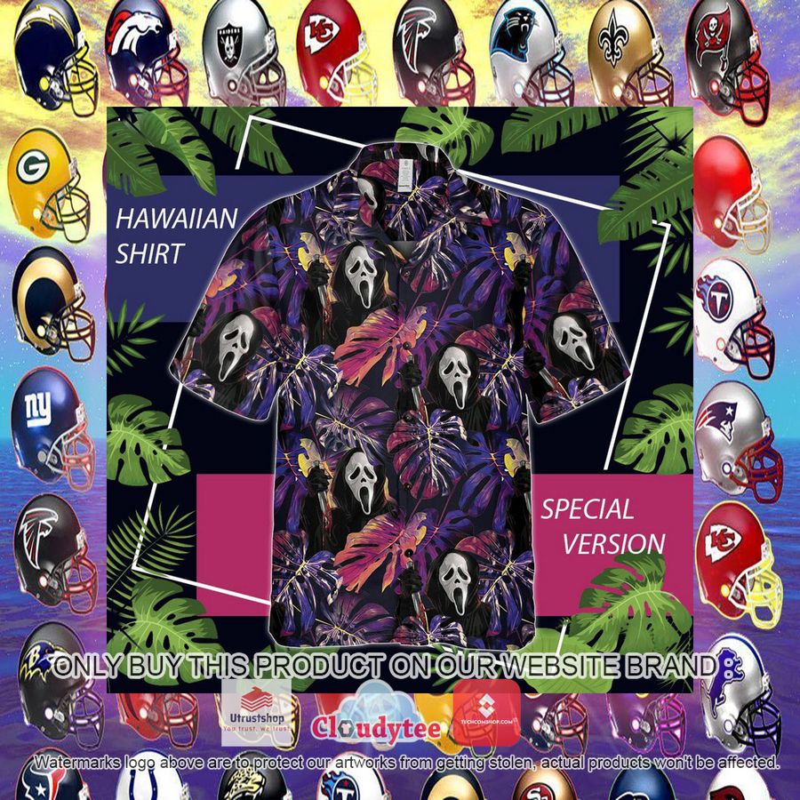 ghost face tropical purple hawaiian shirt 10 73327