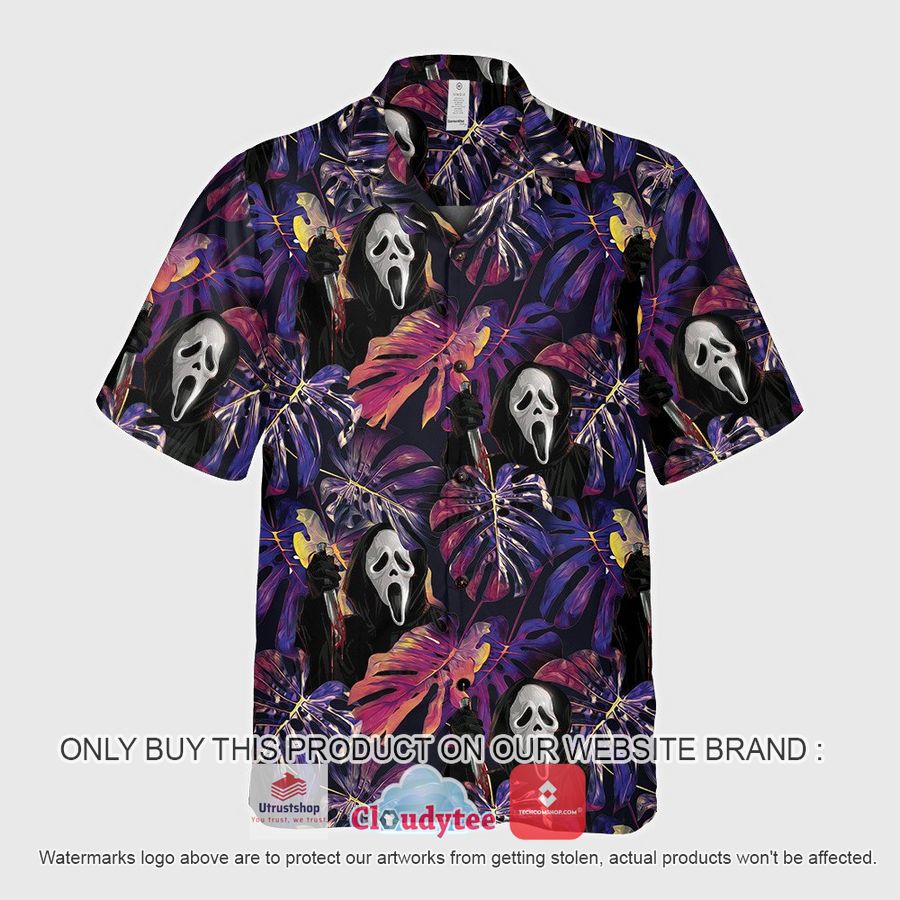 ghost face tropical purple hawaiian shirt 3 72513