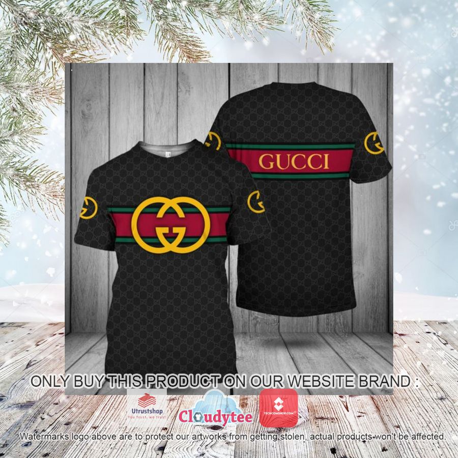gucci 3d illusion logo black 3d over printed t shirt 3 2771