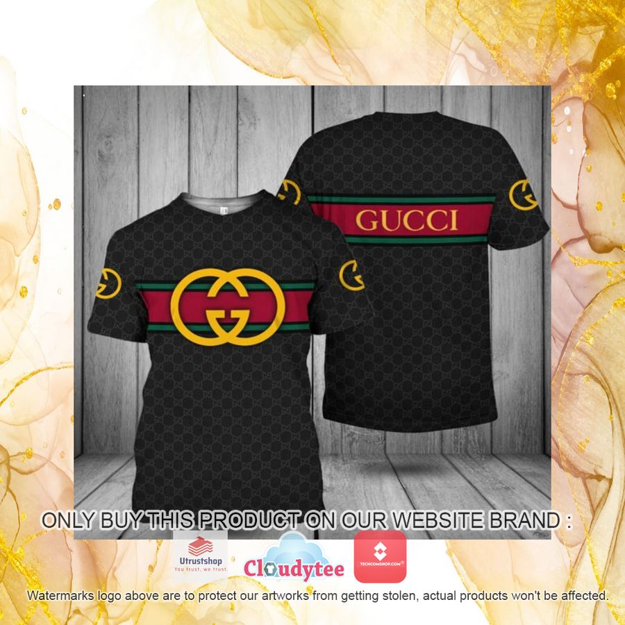 gucci 3d illusion logo black 3d over printed t shirt 4 61362