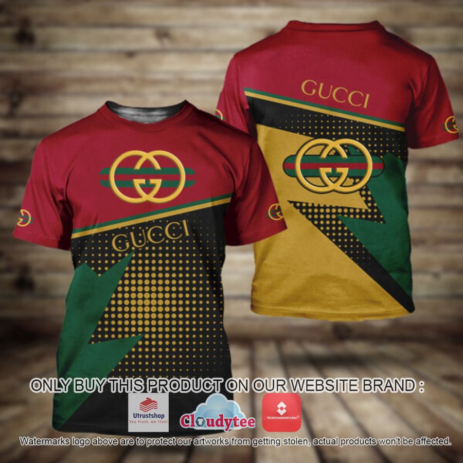 gucci 3d illusion pattern red yellow 3d over printed t shirt 1 69115