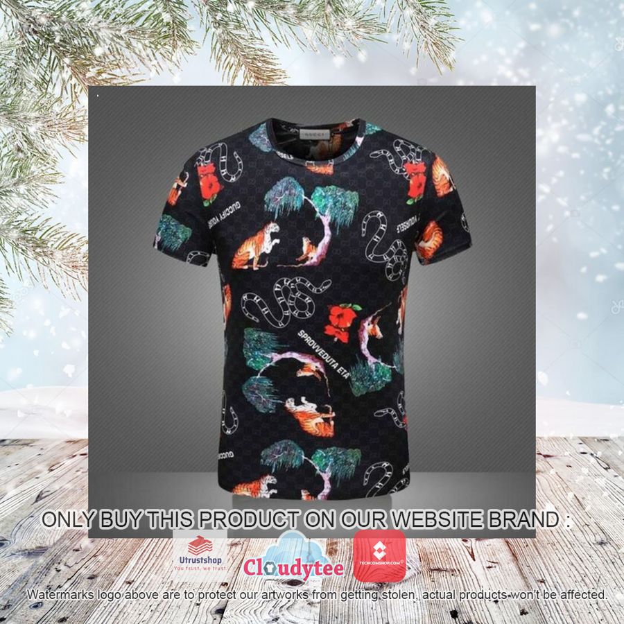 gucci animal floral black 3d over printed t shirt 3 72804