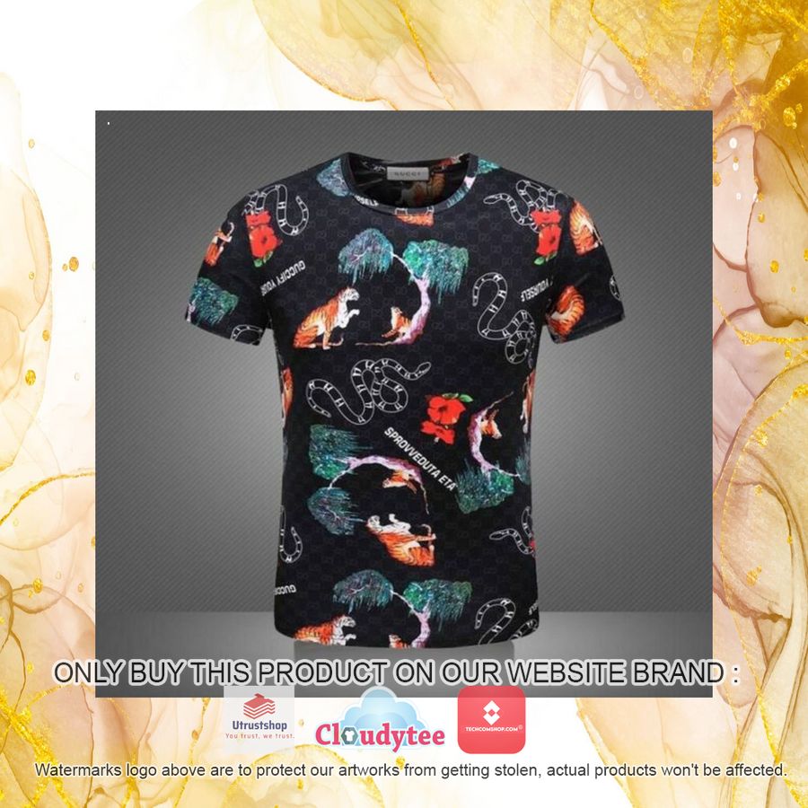 gucci animal floral black 3d over printed t shirt 4 73346