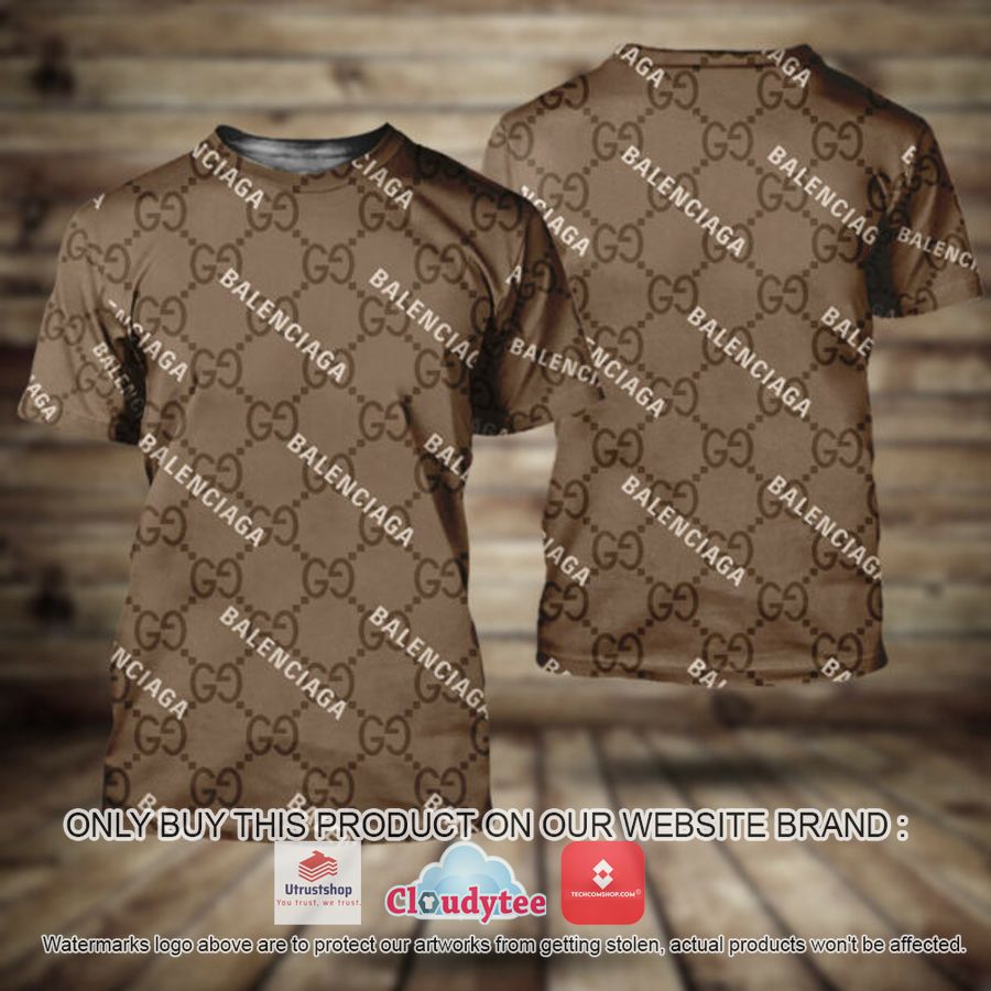 gucci balenciaga brown 3d over printed t shirt 1 20956