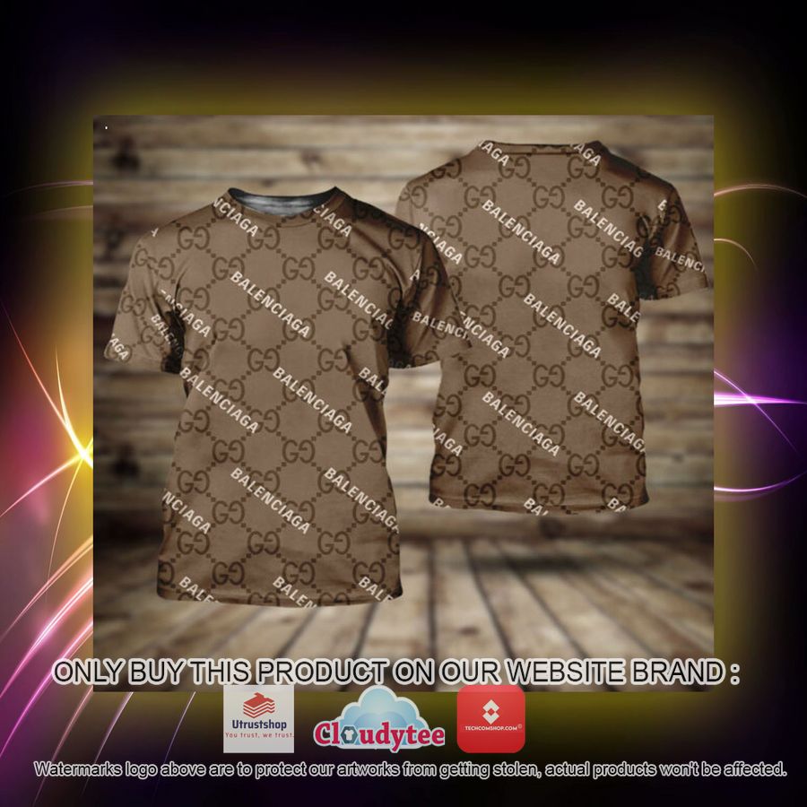 gucci balenciaga brown 3d over printed t shirt 2 34009