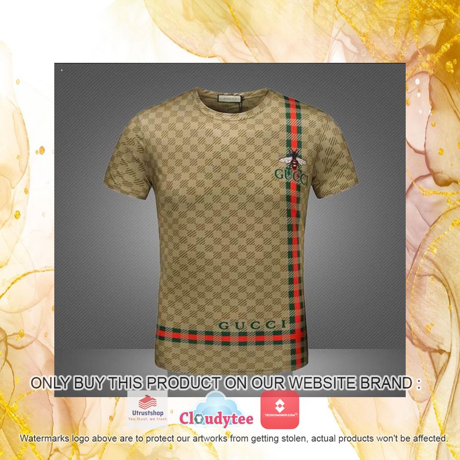 gucci bee caro pattern brown 3d over printed t shirt 4 91251