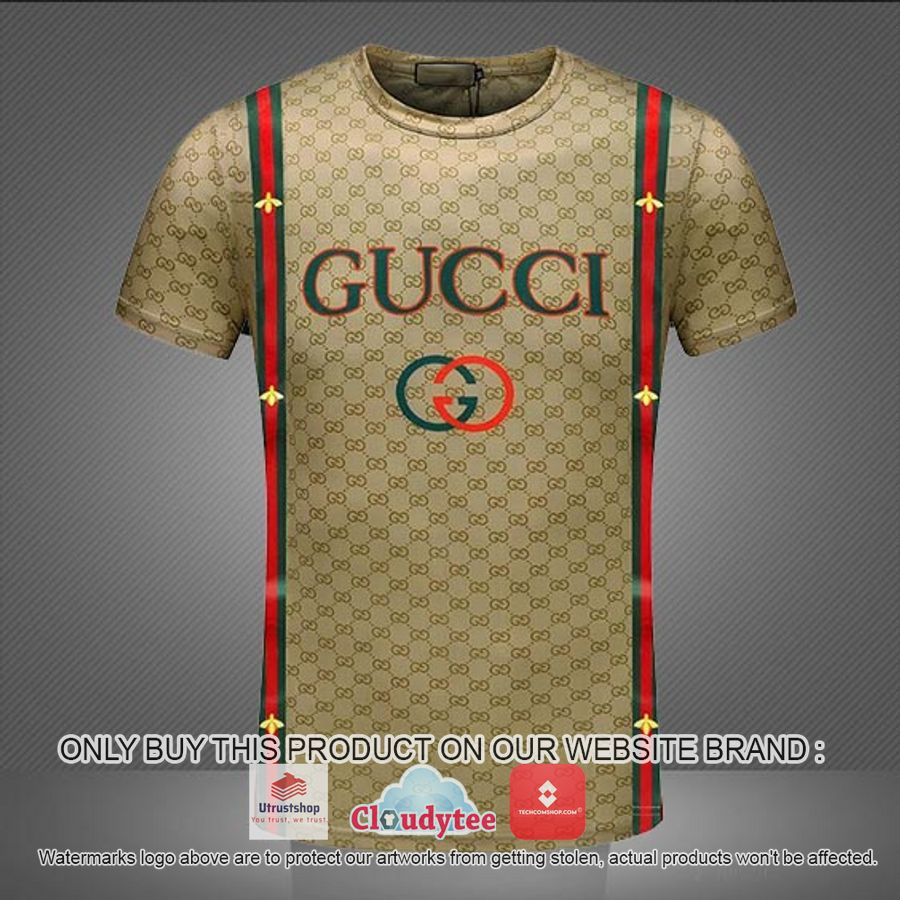 gucci bee red green line pattern 3d over printed t shirt 1 50894