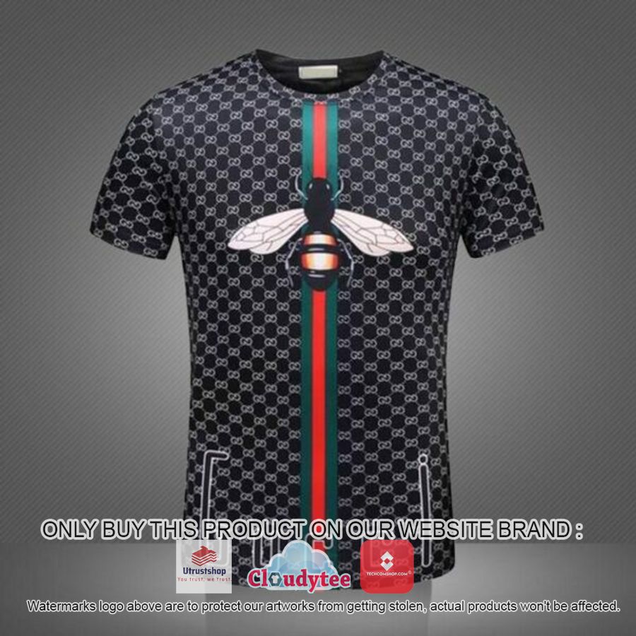 gucci bee red green stripe black 3d over printed t shirt 1 96518