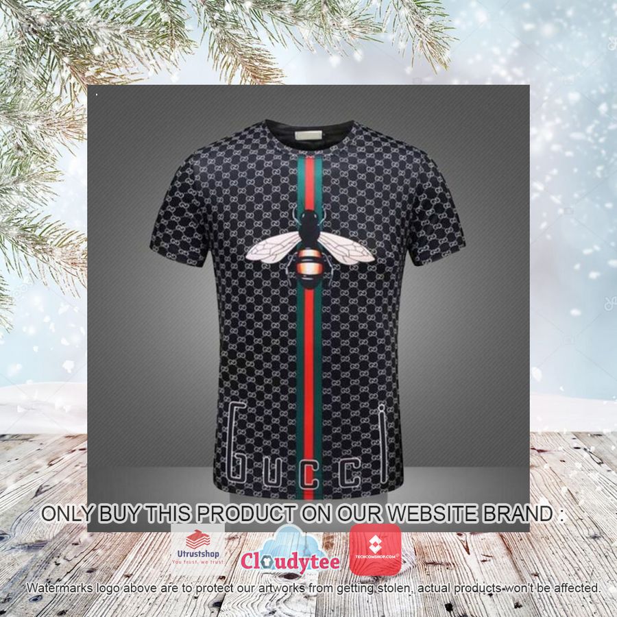 gucci bee red green stripe black 3d over printed t shirt 3 44433