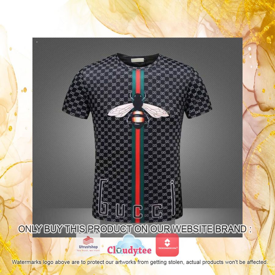 gucci bee red green stripe black 3d over printed t shirt 4 15841