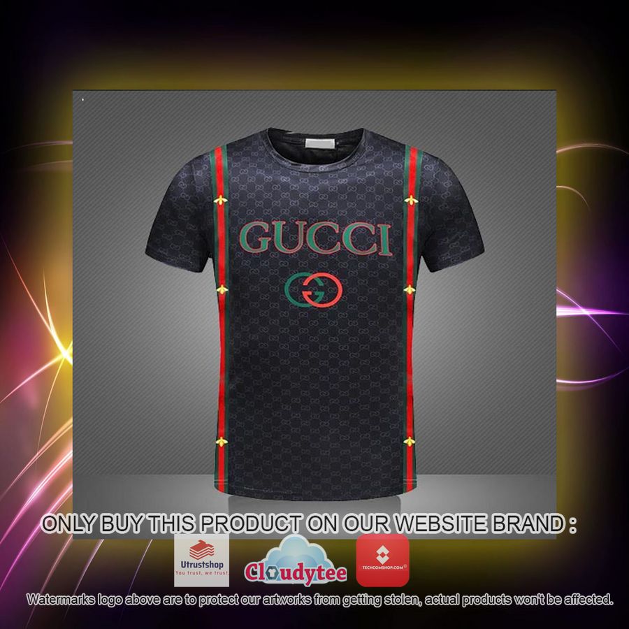 gucci bee red line navy 3d over printed t shirt 2 35945