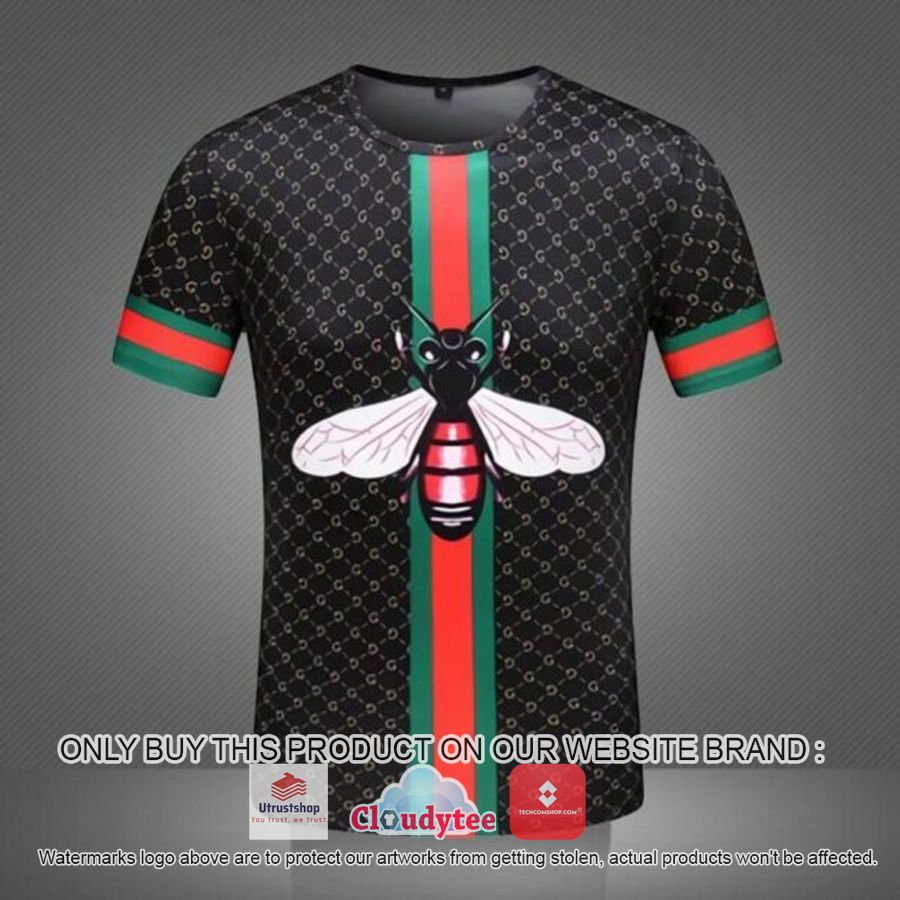 gucci big bee green red stripe black 3d over printed t shirt 1 31728