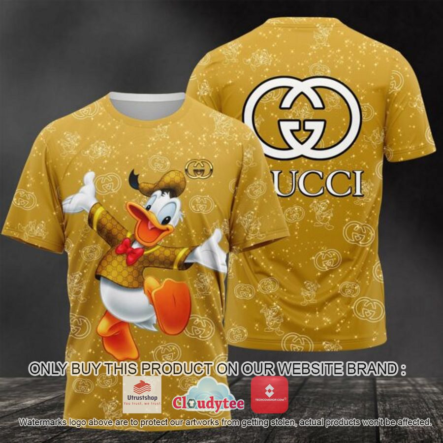 gucci donald duck gold 3d over printed t shirt 1 21426
