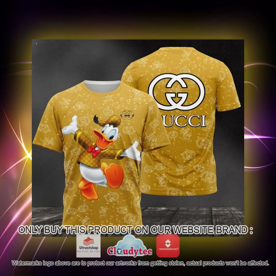gucci donald duck gold 3d over printed t shirt 2 44247
