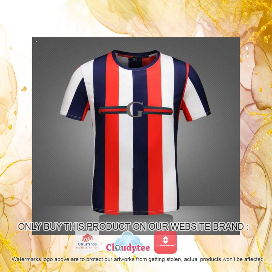 gucci navy red white stripe 3d over printed t shirt 4 15657