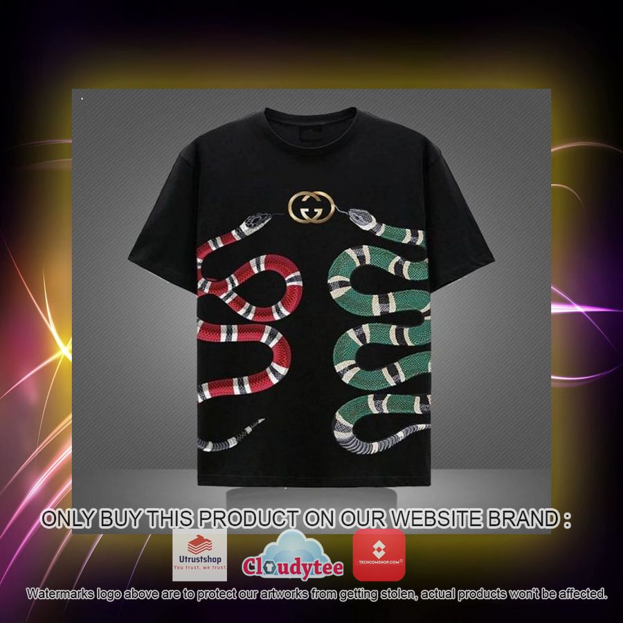 gucci red green snake gold logo 3d over printed t shirt 2 33957