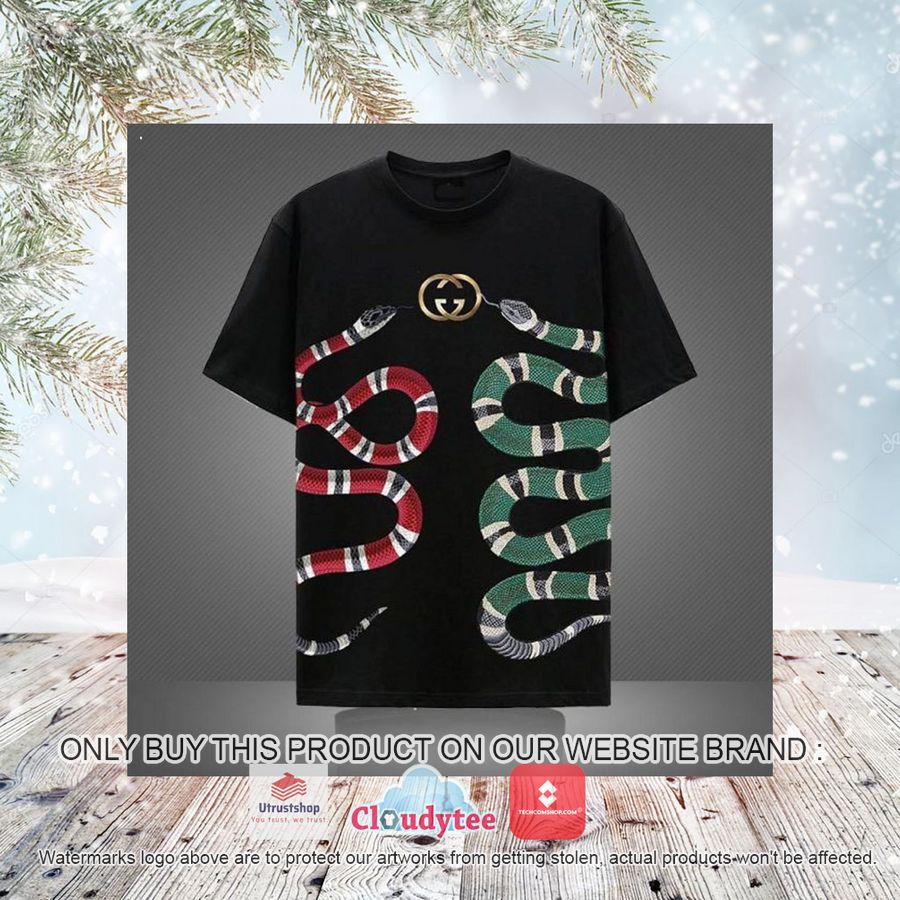 gucci red green snake gold logo 3d over printed t shirt 3 18171