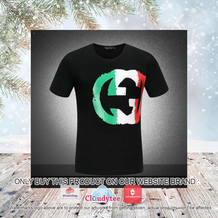 gucci red green white logo black 3d over printed t shirt 3 24943