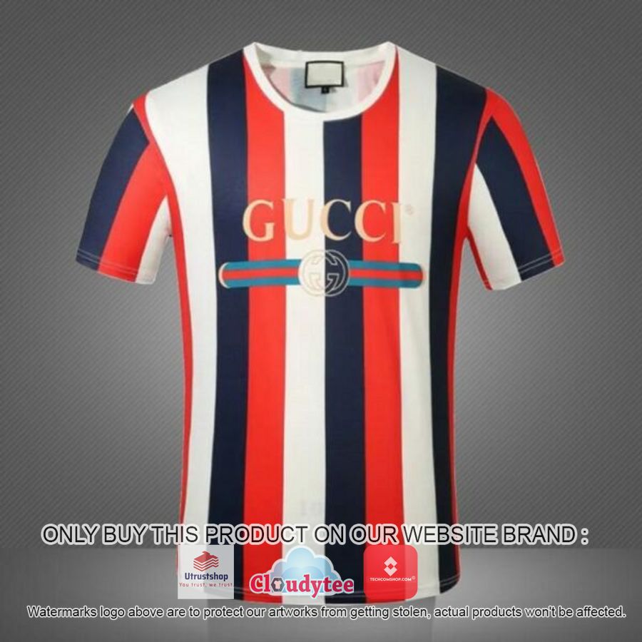 gucci red navy white stripe 3d over printed t shirt 1 49637