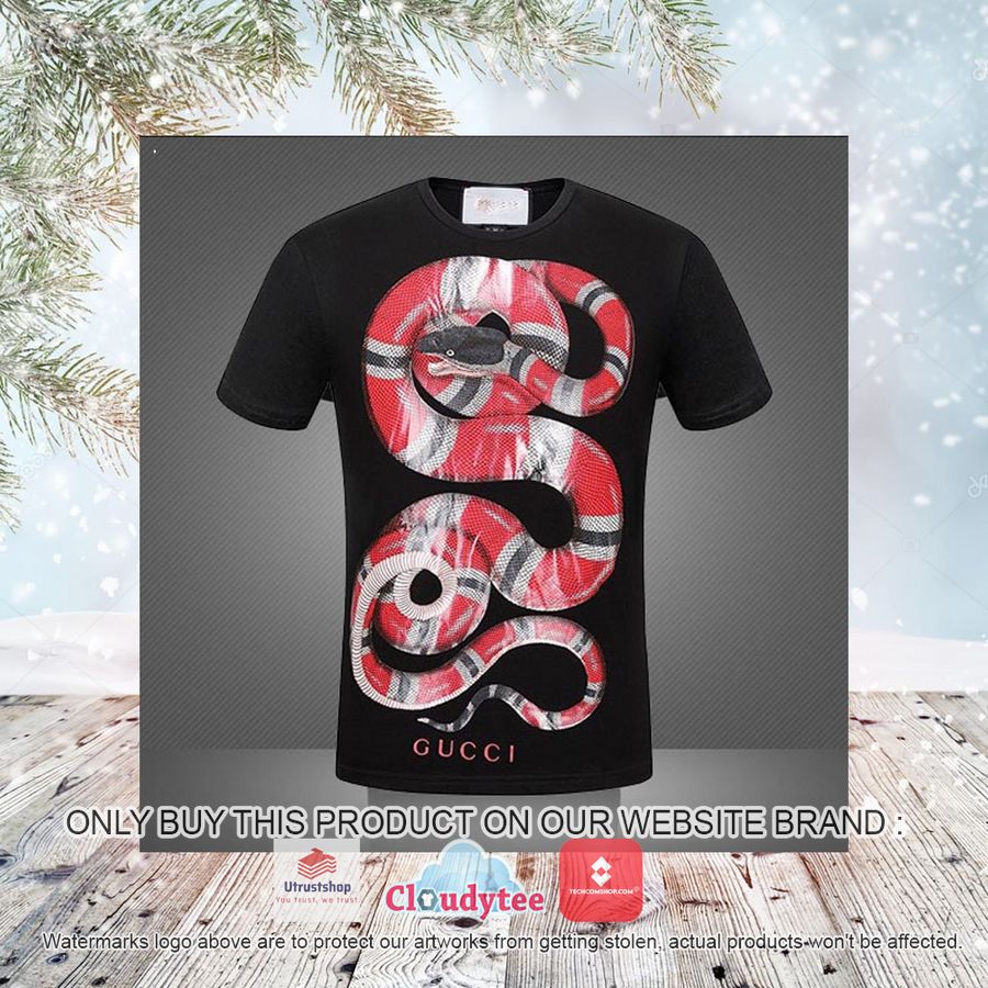 gucci red snake black 3d over printed t shirt 3 94413