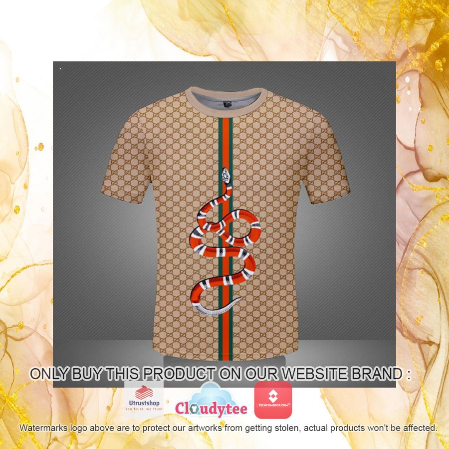 gucci red snake brown 3d over printed t shirt 4 81641