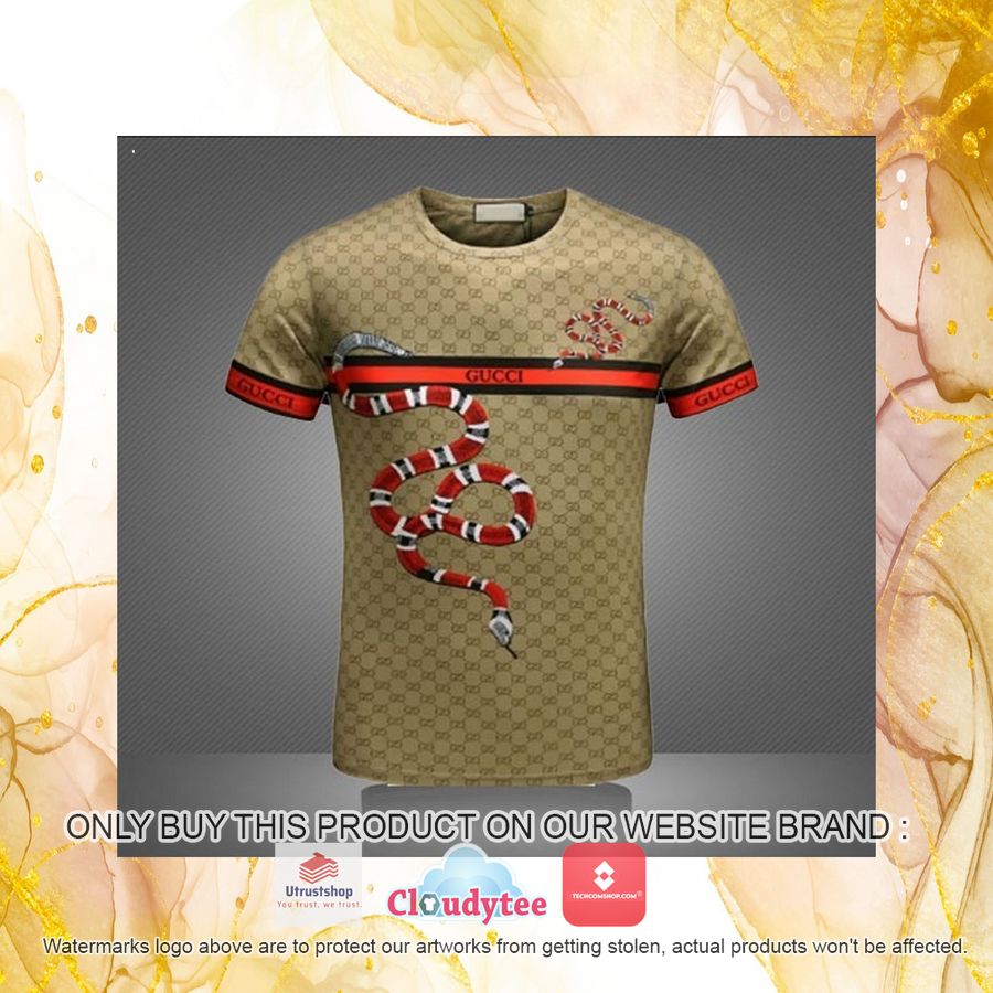 gucci red snake line brown 3d over printed t shirt 4 12746