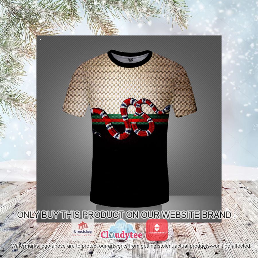 gucci snake black yellow 3d illusion 3d over printed t shirt 3 88474