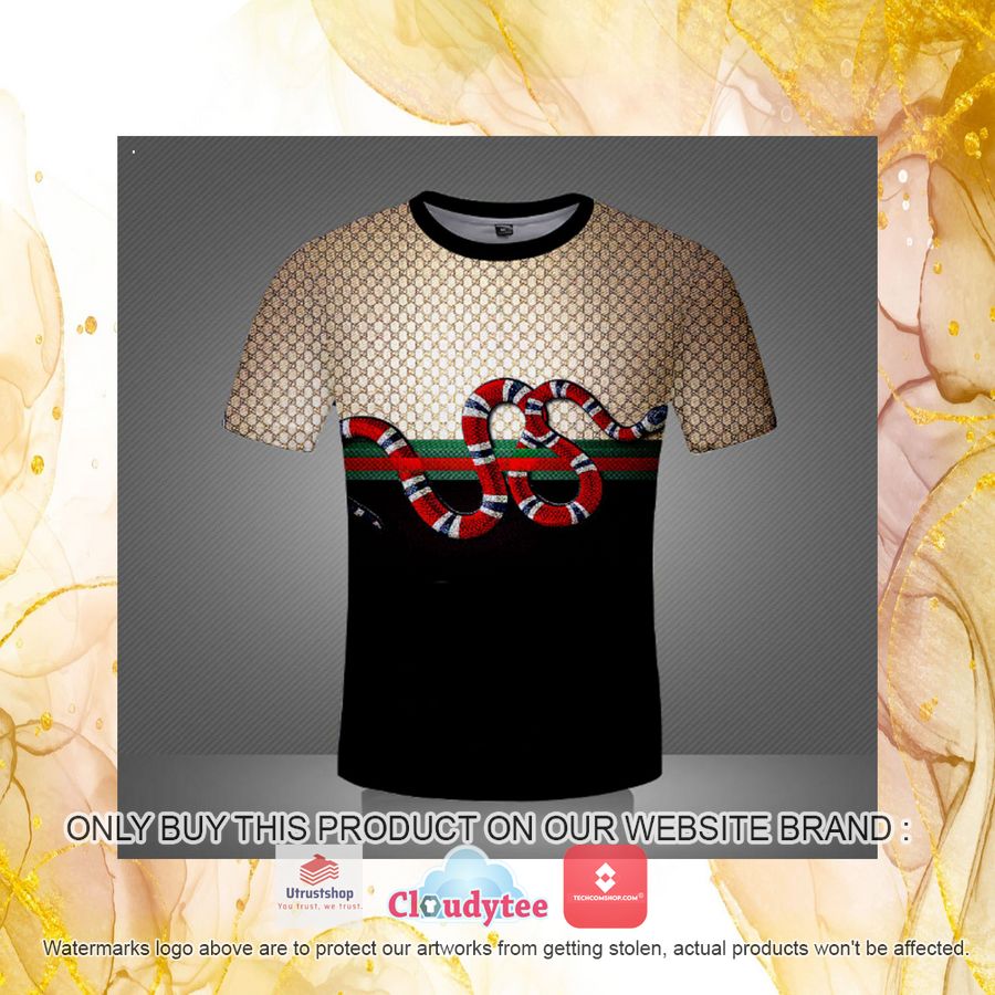 gucci snake black yellow 3d illusion 3d over printed t shirt 4 3045