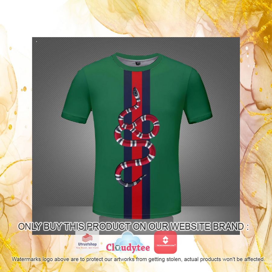 gucci snake green 3d over printed t shirt 4 50436