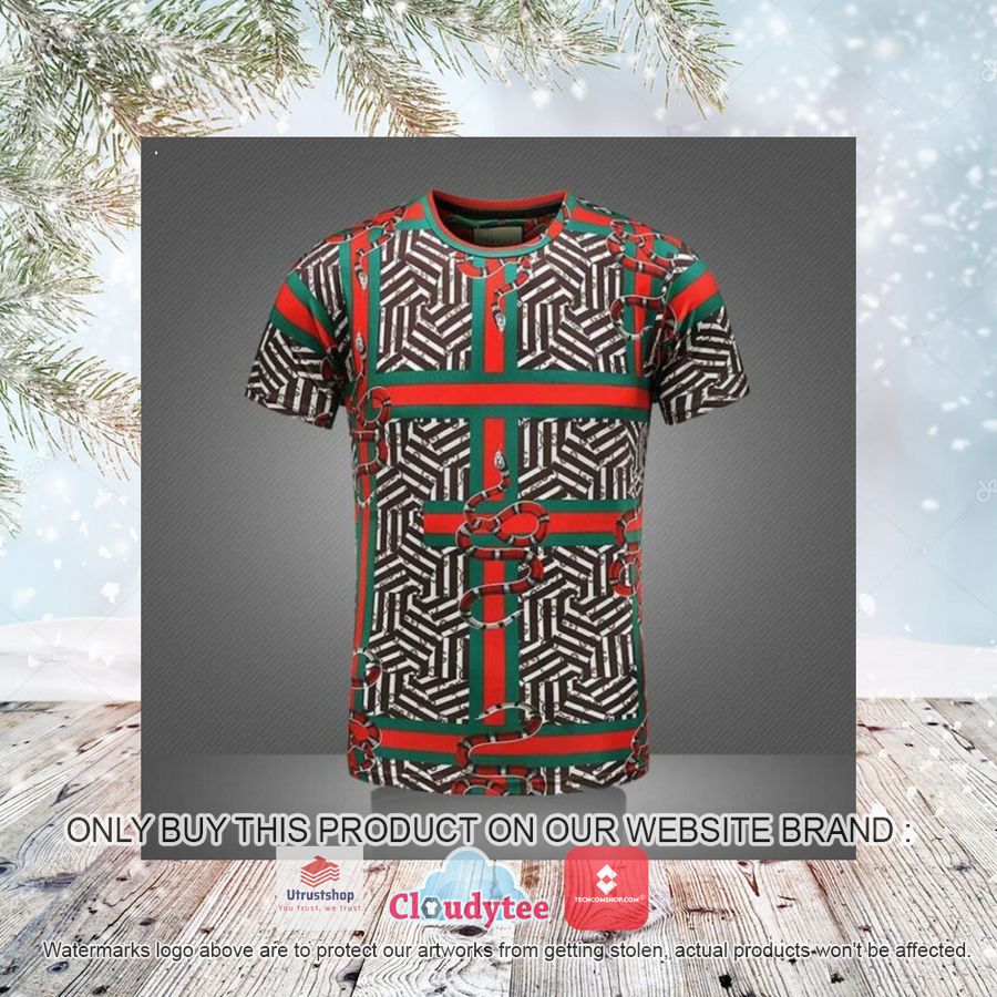 gucci snake red green brown 3d over printed t shirt 3 22635