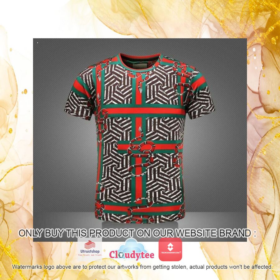 gucci snake red green brown 3d over printed t shirt 4 43752