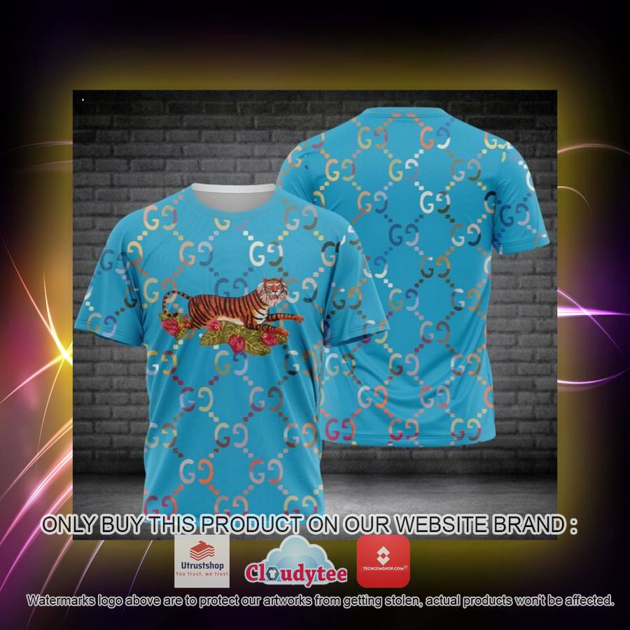 gucci tiger blue 3d over printed t shirt 2 29160