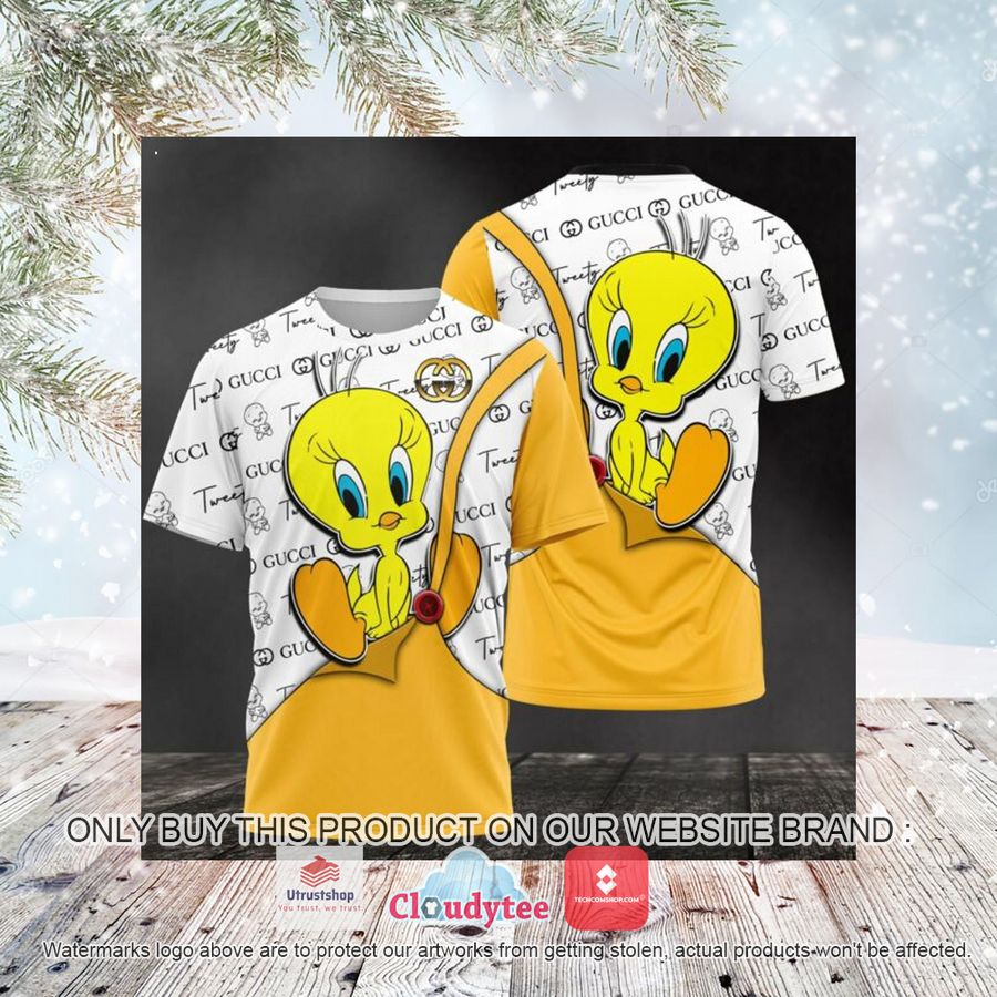gucci tweety yellow white 3d over printed t shirt 3 81244