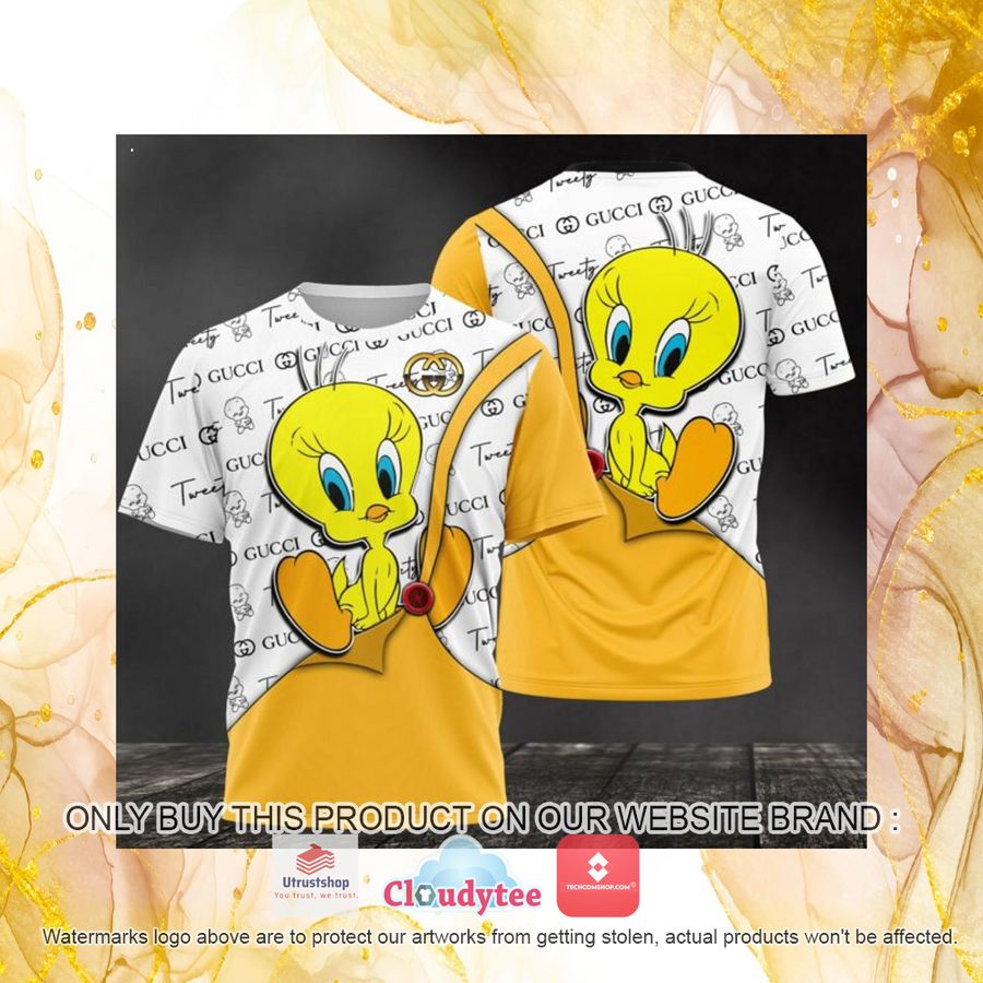 gucci tweety yellow white 3d over printed t shirt 4 13272
