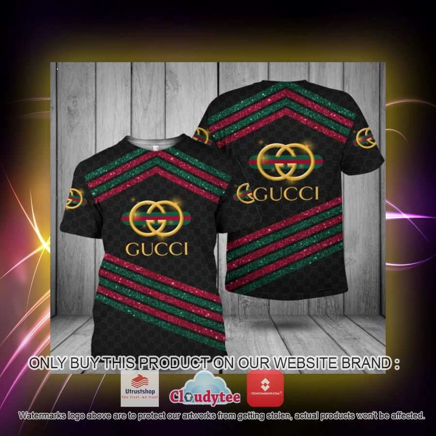 gucci twinkle red green line gold logo 3d over printed t shirt 2 43336