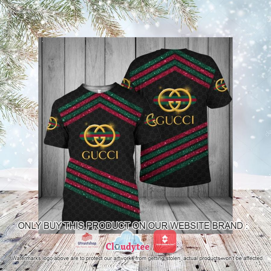gucci twinkle red green line gold logo 3d over printed t shirt 3 81444