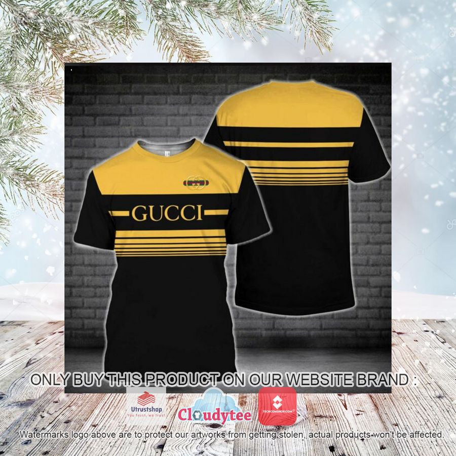 gucci yellow black 3d over printed t shirt 3 43866