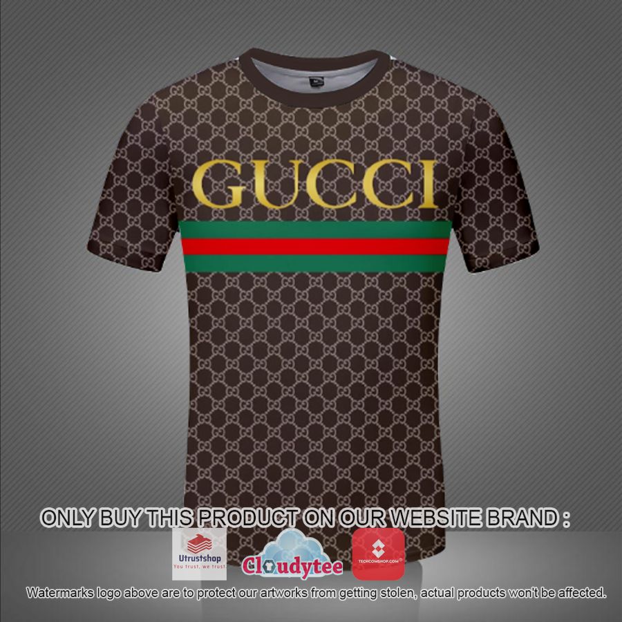 gucci yellow logo brown 3d over printed t shirt 1 66033