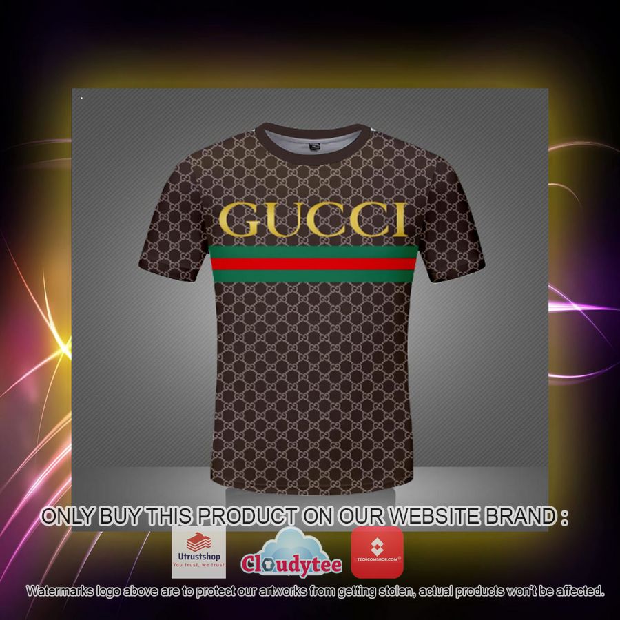 gucci yellow logo brown 3d over printed t shirt 2 68847