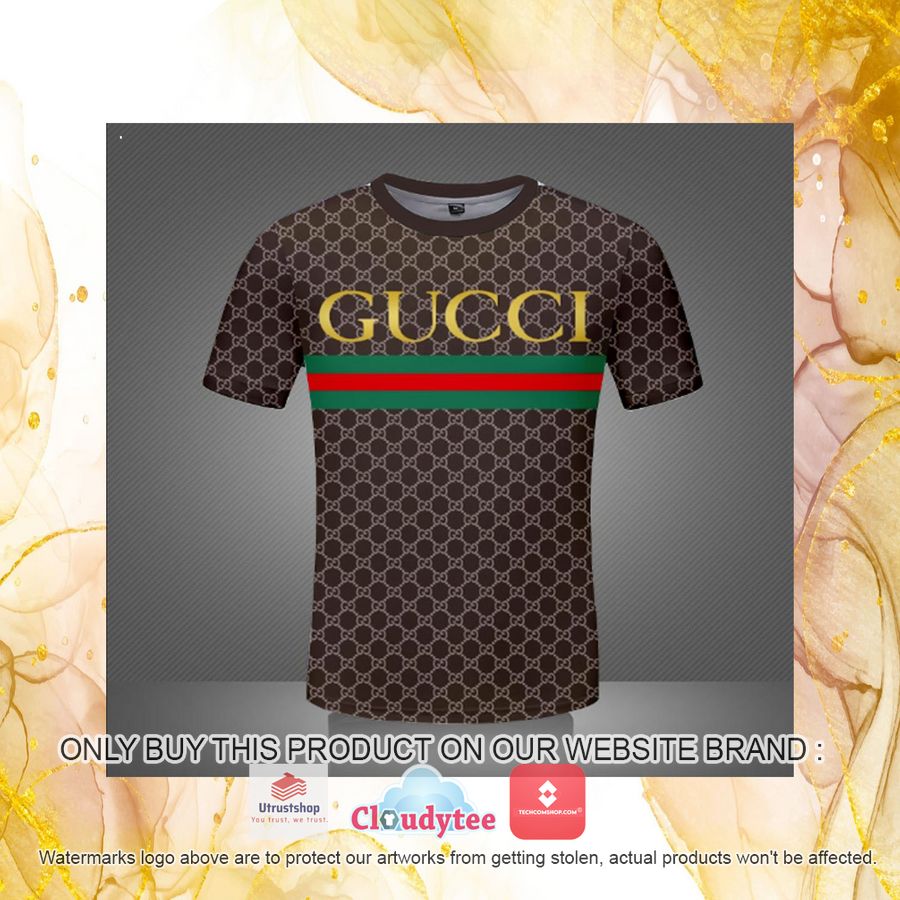 gucci yellow logo brown 3d over printed t shirt 4 74100