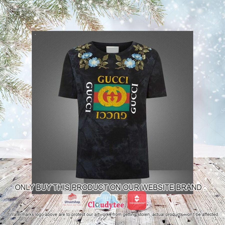gucci yellow logo flower pattern 3d over printed t shirt 3 70214