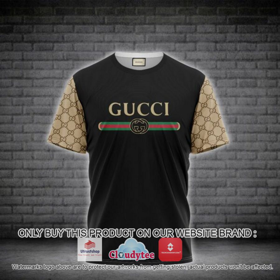 gucci yellow sleeve black 3d over printed t shirt 1 20361