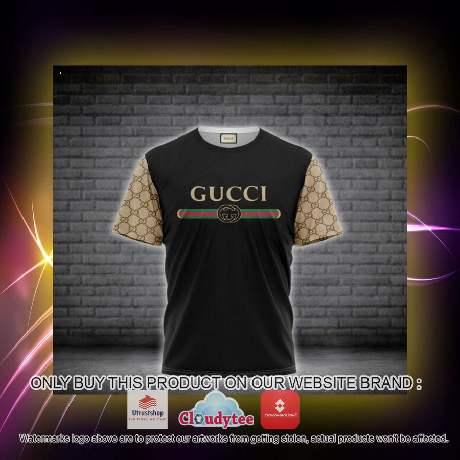 gucci yellow sleeve black 3d over printed t shirt 2 67919