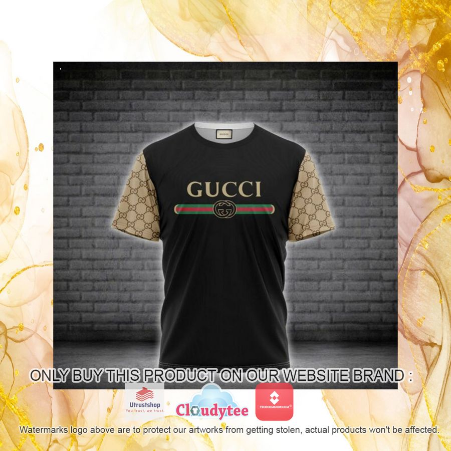 gucci yellow sleeve black 3d over printed t shirt 4 19926
