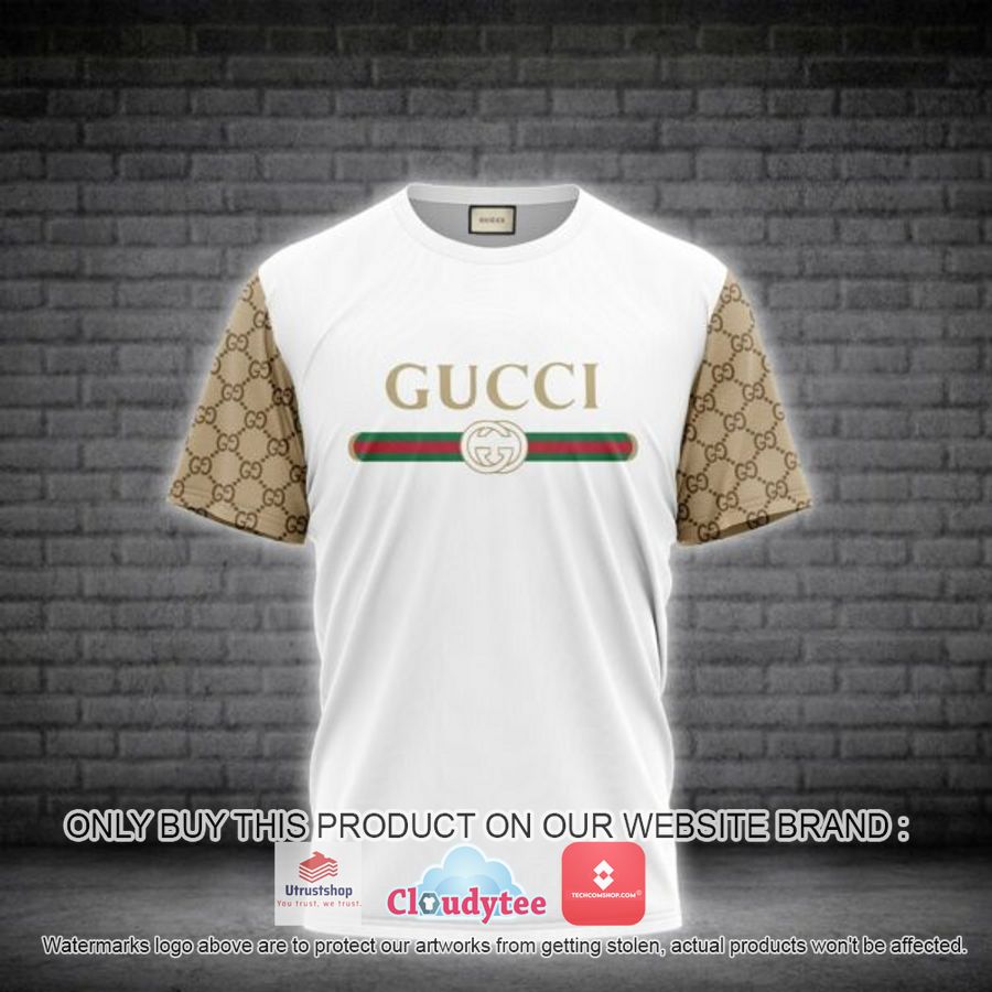 gucci yellow sleeve white 3d over printed t shirt 1 89739
