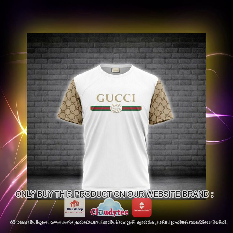 gucci yellow sleeve white 3d over printed t shirt 2 1728